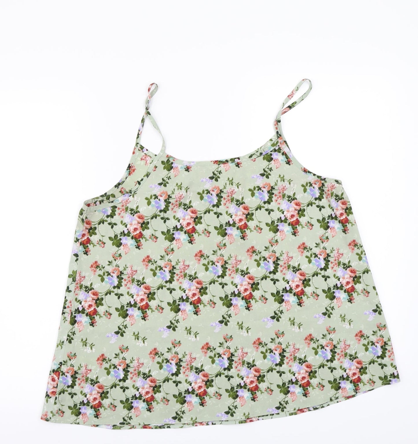 Peacocks Womens Green Floral  Basic Tank Size 14