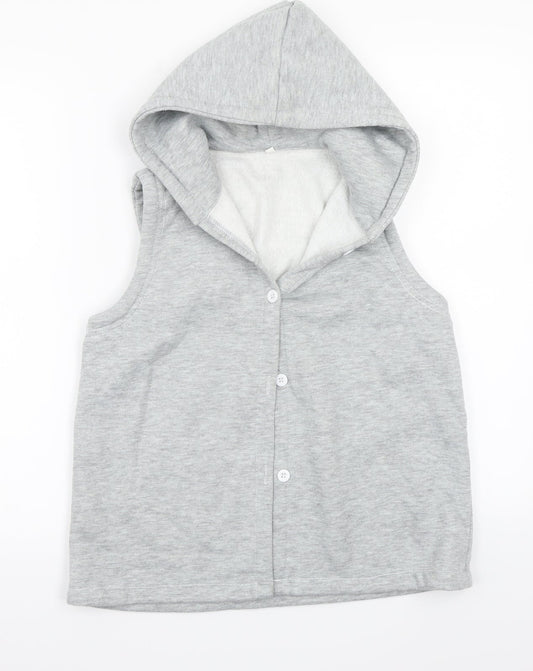 Front view of Preworn women’s grey gilet coat, size UK 2
