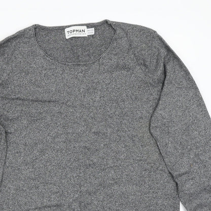Close-up detail of Topman men’s grey jumper, size M