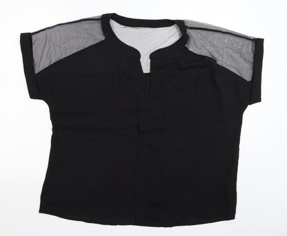 Front view of Emery Rose women’s black basic blouse, size XL