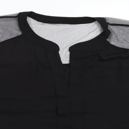 Close-up detail of Emery Rose women’s black basic blouse, size XL