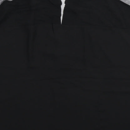 Brand and care label for Emery Rose women’s black basic blouse, size XL