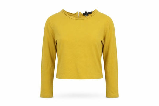 Front view of BIK BOK women’s yellow basic t-shirt, size XS