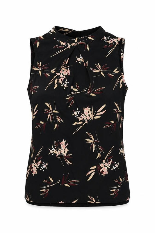 F&F Womens Black Floral  Basic Blouse Size 6