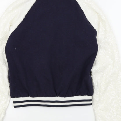 Brand and care label for tulisa girls’ blue colourblock basic jacket jacket