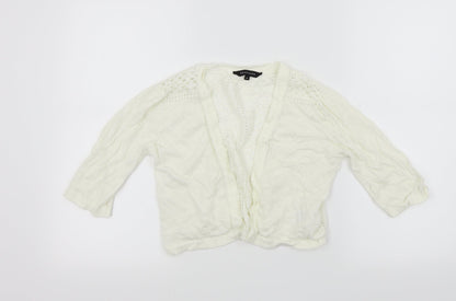 Additional front view of Peacocks women’s silver cardigan jumper, size UK 8