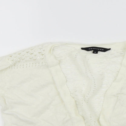 Close-up detail of Peacocks women’s silver cardigan jumper, size UK 8