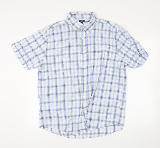 Easy Mens Blue Plaid   Button-Up Size L