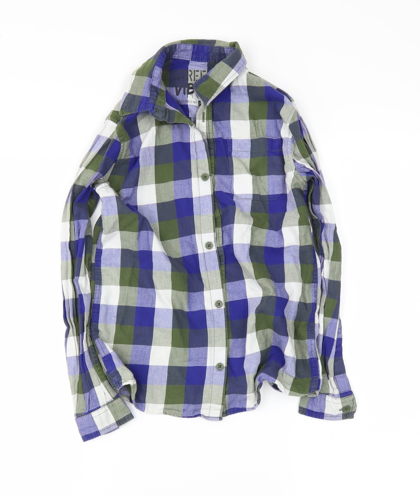 F&F Boys Blue Gingham  Basic Button-Up Size 9-10 Years