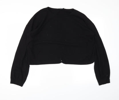 Front view of Select women’s black cropped polo, size XL