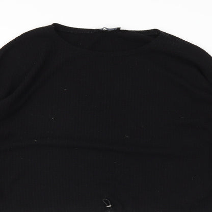 Close-up detail of Select women’s black cropped polo, size XL