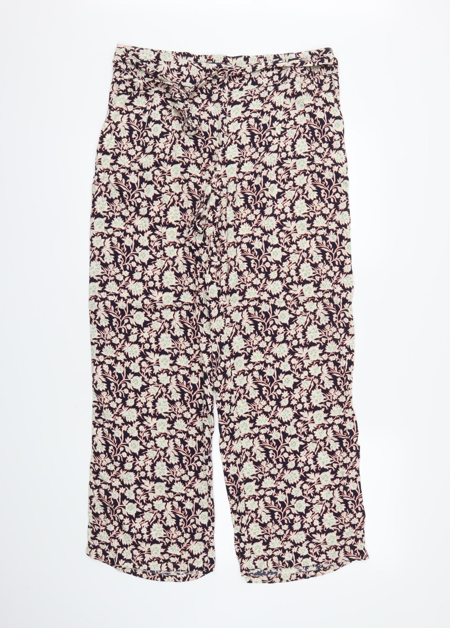 M&S Womens Beige Floral  Trousers  Size 14 L30 in