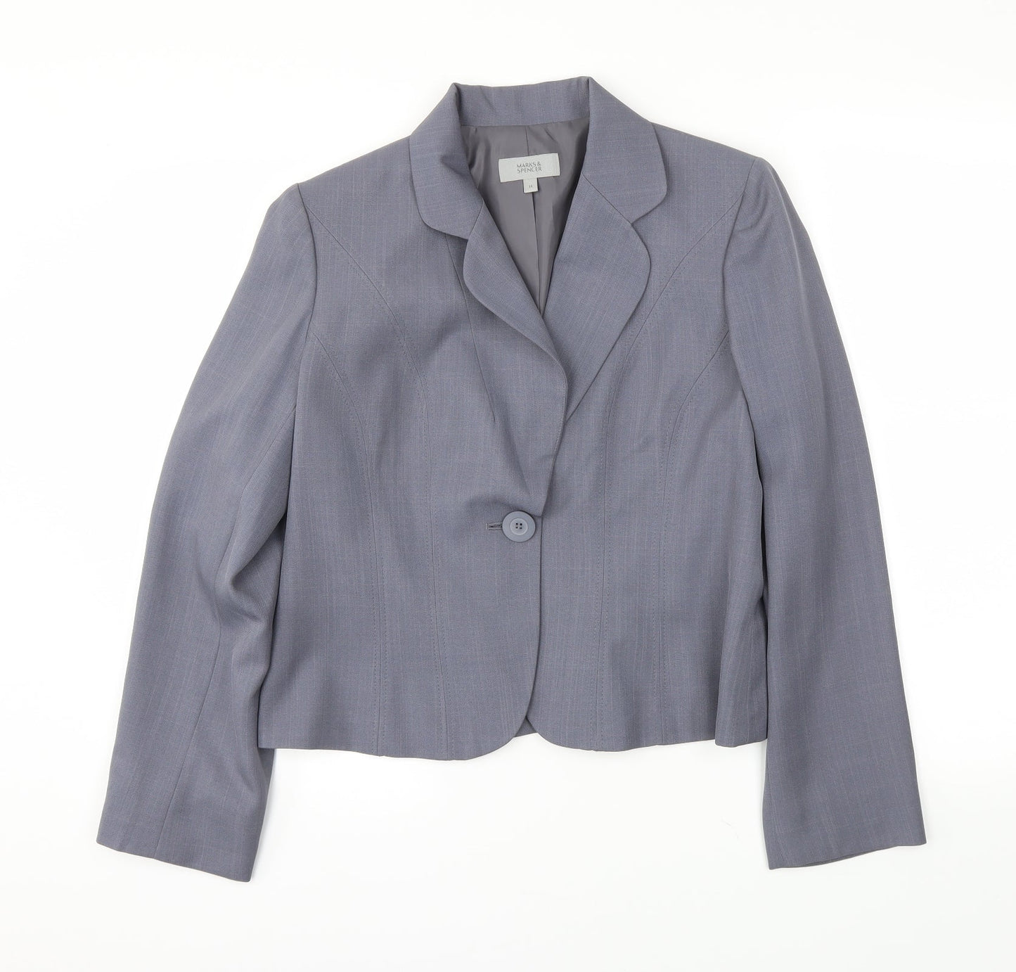 M&S Womens Grey   Jacket Blazer Size 14