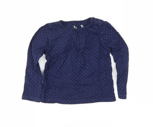 TU Girls Blue Polka Dot  Basic T-Shirt Size 12-18 Months
