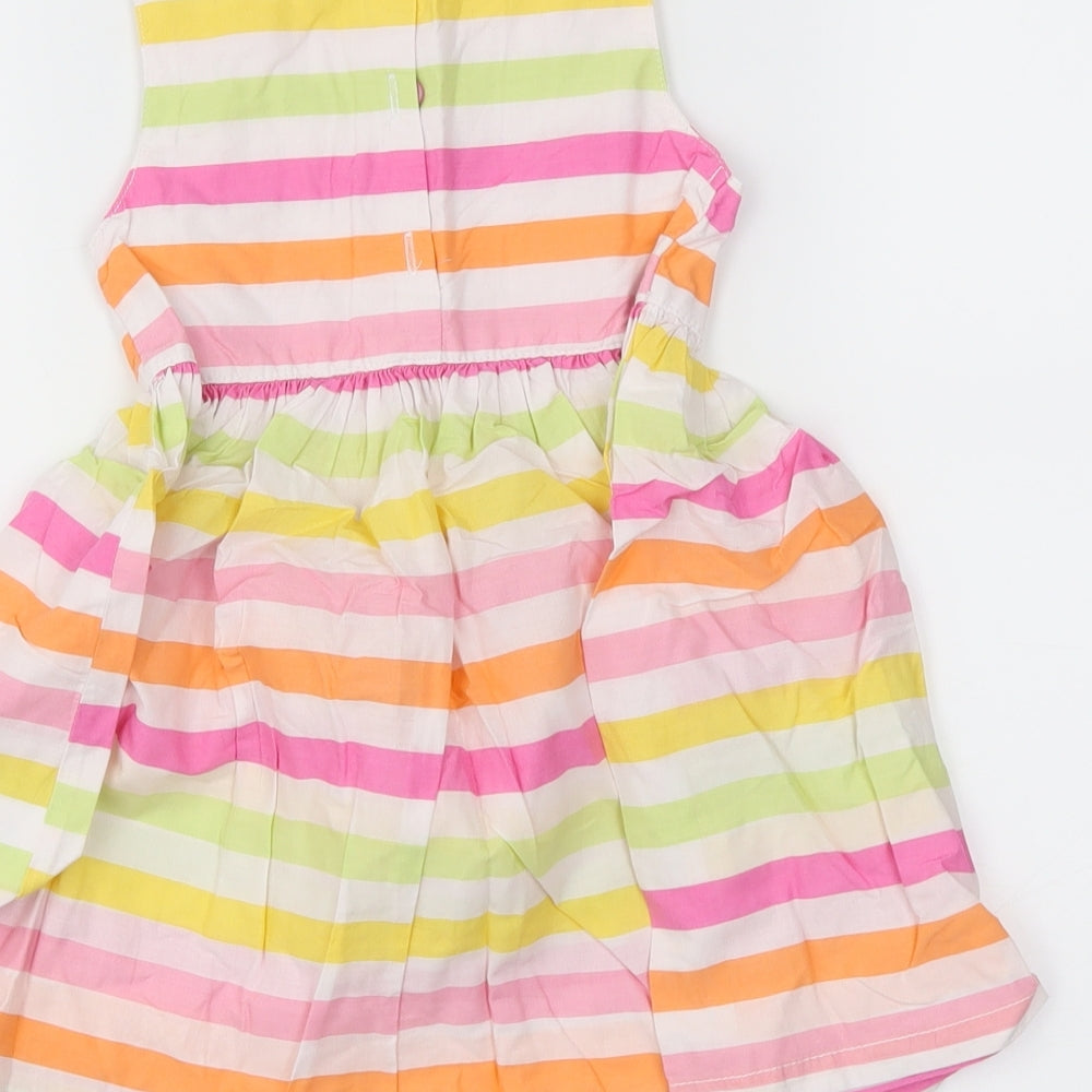 H&M Girls White Striped  Skater Dress  Size 12-18 Months