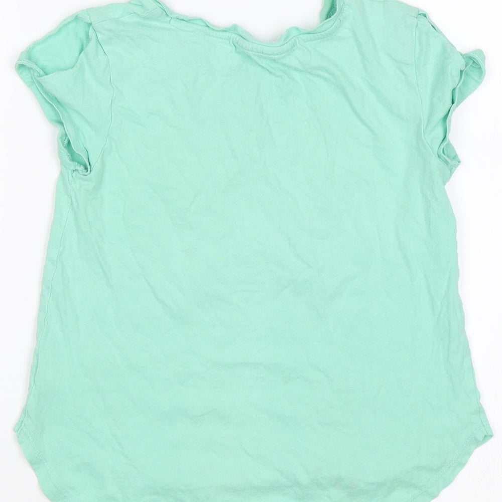 Preworn Girls Green   Basic T-Shirt Size 6-7 Years  - Star