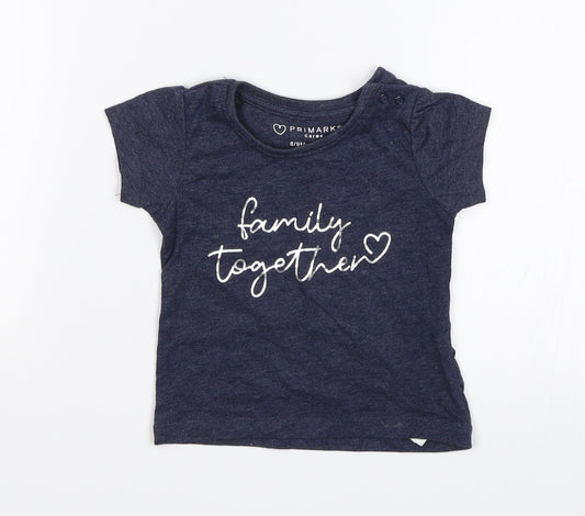 Primark Baby Blue   Basic T-Shirt Size 6-9 Months  - Family together