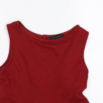 Close-up detail of Atmosphere women’s red basic blouse, size UK 10