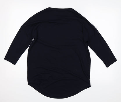 Back view of Papaya women’s blue jersey t-shirt, size S