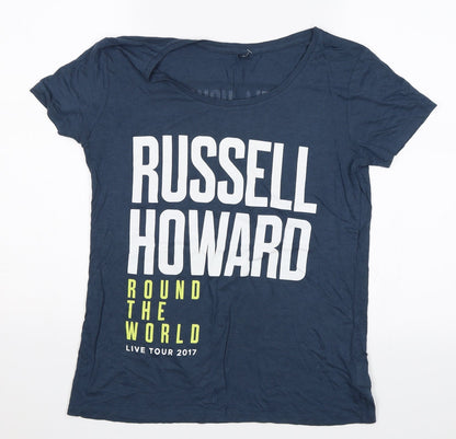 Additional front view of Preworn women’s blue basic t-shirt, size M, - russell howard