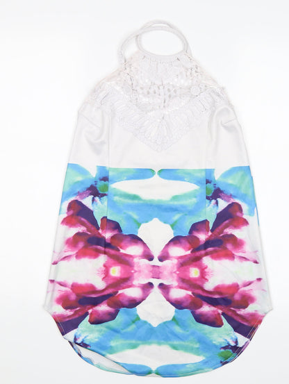 Front view of Artistic Taste women’s white floral basic blouse, size L