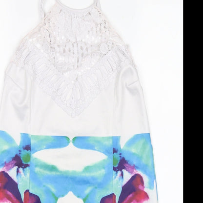 Close-up detail of Artistic Taste women’s white floral basic blouse, size L