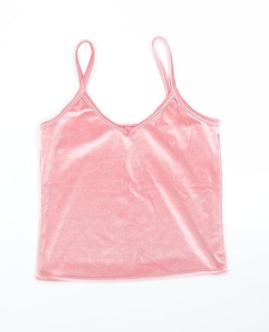 Preworn Womens Pink  Velvet Basic Tank Size S