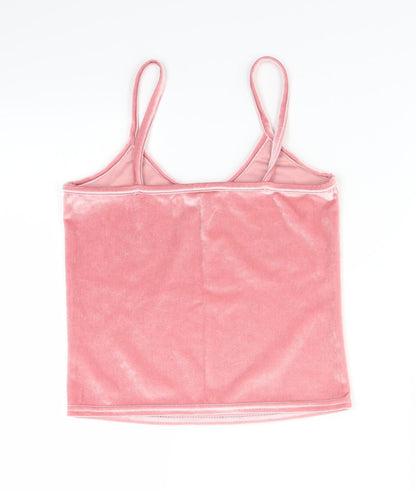 Back view of Preworn women’s pink velvet basic tank, size S