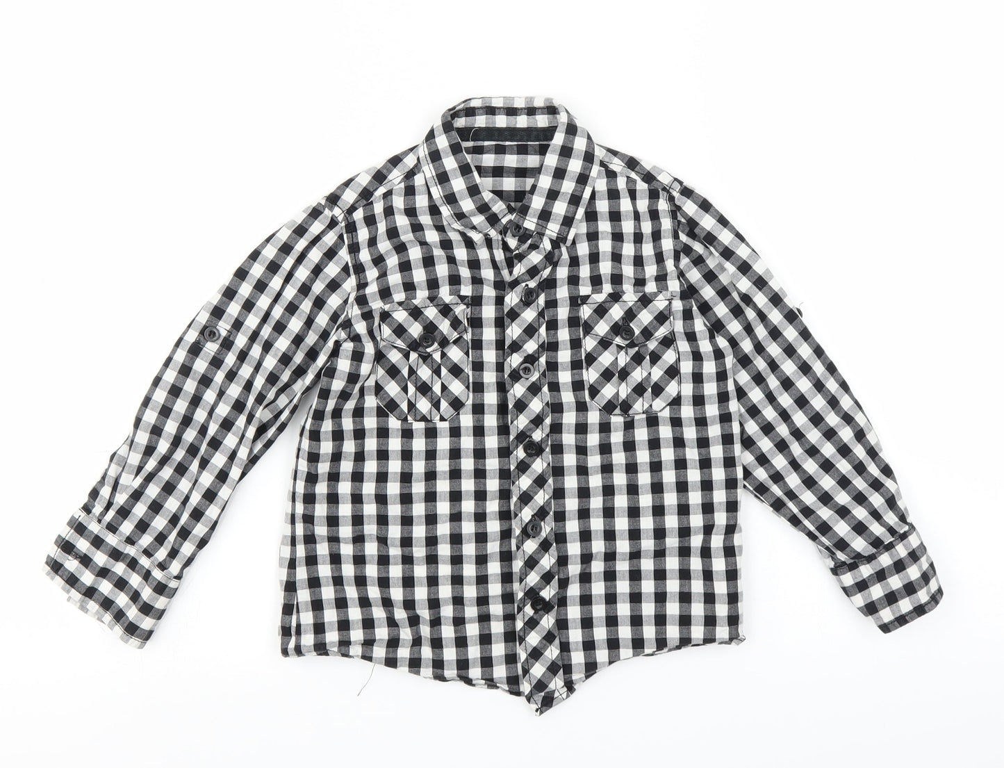 St Bernard Boys Black Check  Basic Button-Up Size 4 Years