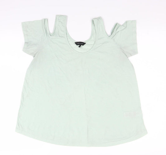 New Look Womens Green   Basic T-Shirt Size 12  - Shoulder cut out