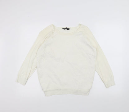 Additional front view of Dorothy Perkins women’s white jumper, size UK 14