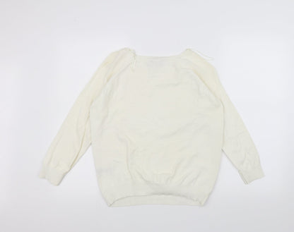 Back view of Dorothy Perkins women’s white jumper, size UK 14
