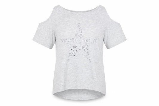 Front view of H&M girls’ grey basic t-shirt, size 14, years