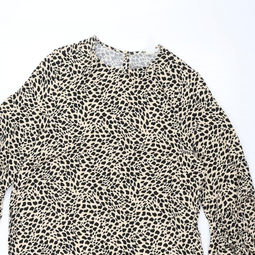 H&M Womens Brown Animal Print  Basic T-Shirt Size 8