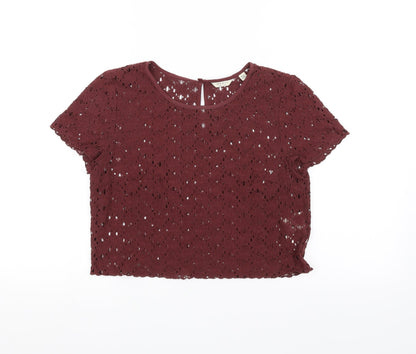 Additional front view of Jack Wills women’s brown basic t-shirt, size UK 8