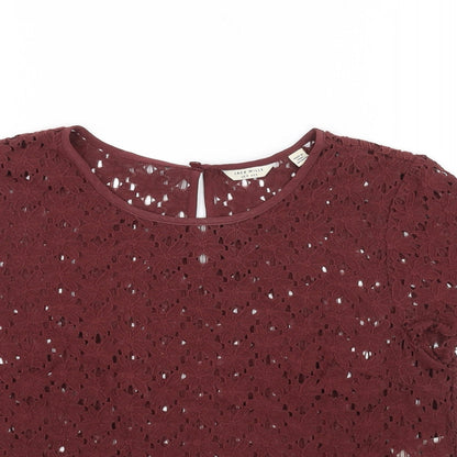 Close-up detail of Jack Wills women’s brown basic t-shirt, size UK 8