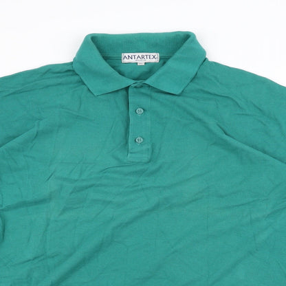 Close-up detail of Antartex men’s green polo, size XL