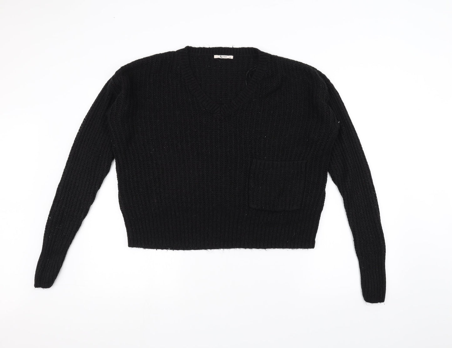 TU Womens Black  Knit Pullover Jumper Size 16