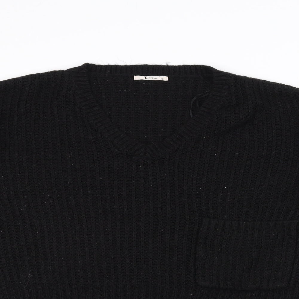 TU Womens Black  Knit Pullover Jumper Size 16