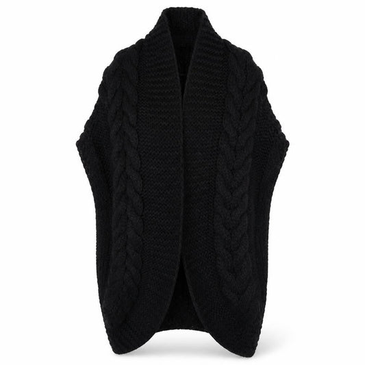 Front view of F&F women’s black knit jacket coatigan, size UK 14