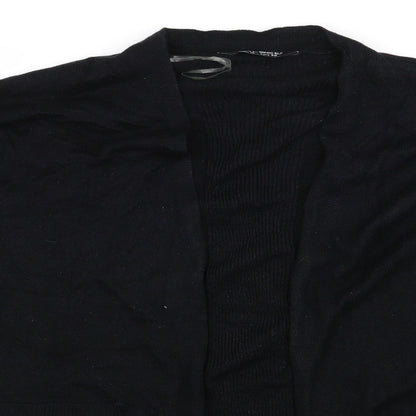 Close-up detail of Select women’s black rayon cardigan jumper, size UK 14