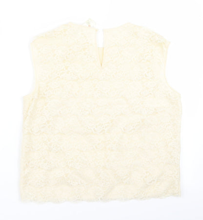 Back view of St Michael women’s beige basic blouse, size UK 12
