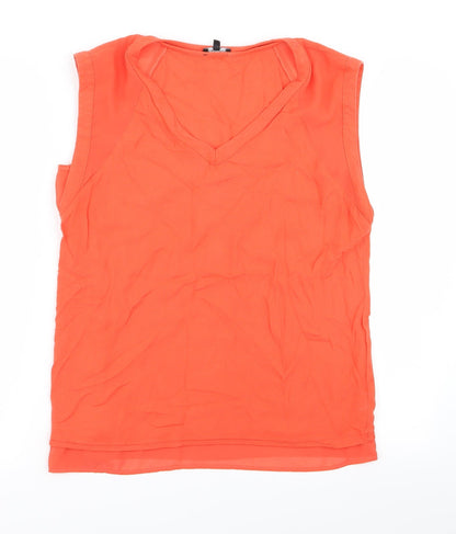 Additional front view of Warehouse women’s orange basic blouse, size UK 10
