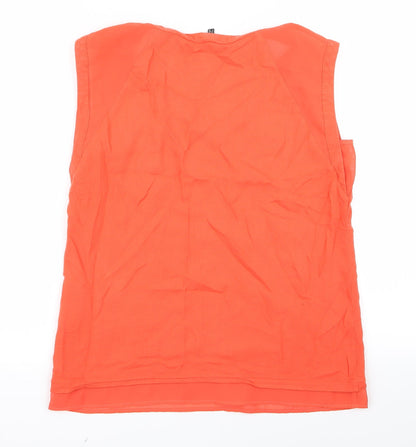 Back view of Warehouse women’s orange basic blouse, size UK 10