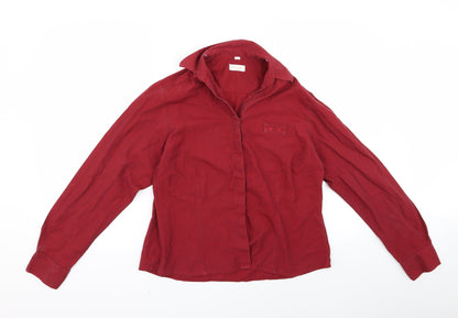 Additional front view of wensun women’s red basic button-up, size UK 16