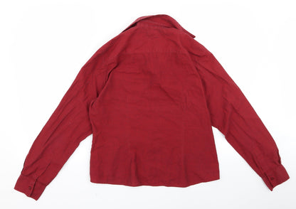 Back view of wensun women’s red basic button-up, size UK 16