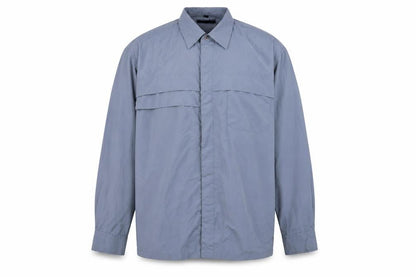Front view of edge men’s blue button-up, size XL