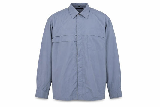 Front view of edge men’s blue button-up, size XL