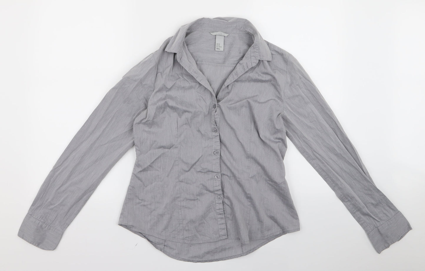 H&M Womens Grey   Basic Button-Up Size 10