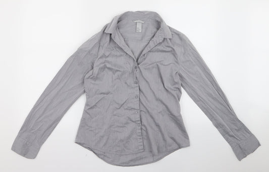 H&M Womens Grey   Basic Button-Up Size 10